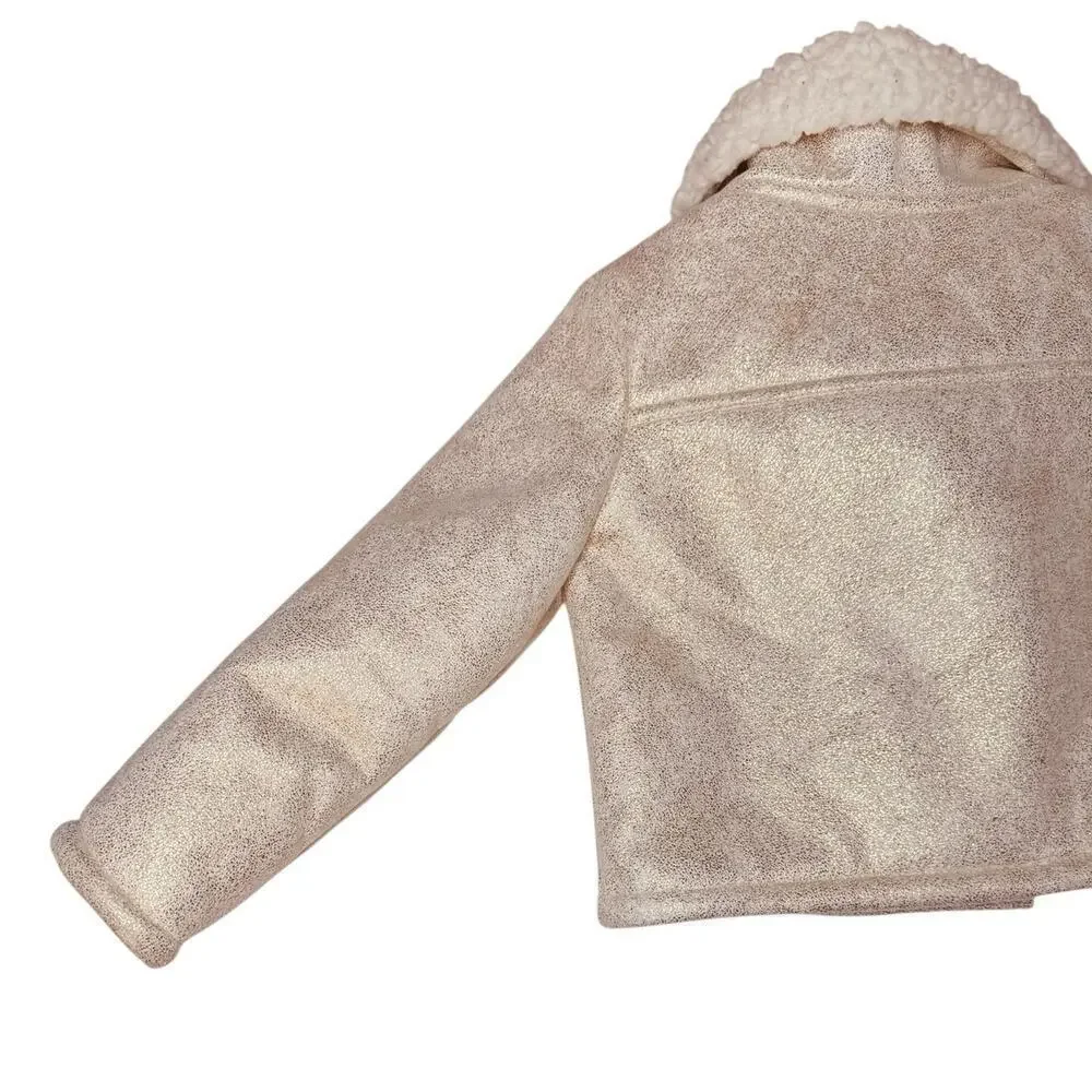 OshKosh Genuine Kids Toddler Coat Rose Gold Sherpa Lined 3T Boujie Luxe